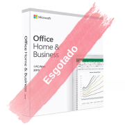 Caixa do Microsoft Office Home &amp; Business 2019 para 1 PC/Mac com selo "Esgotado" em rosa